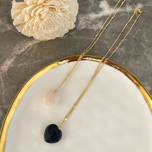 NEW Natural Quartz Heart Charm Gold Plated Necklace